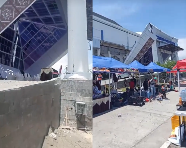 Kondisi KPT Brebes setelah ambruk. (TikTok)